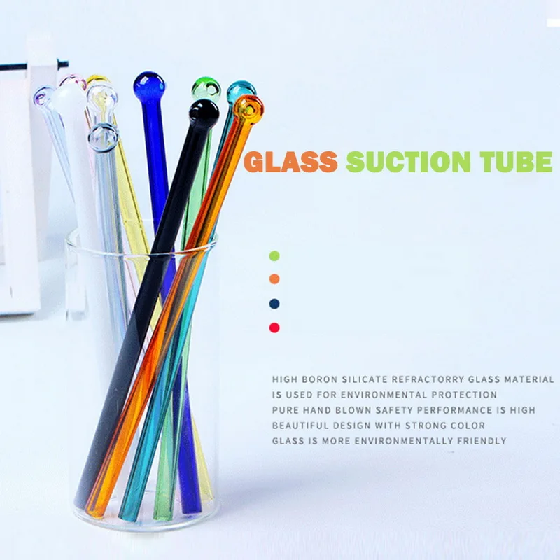 Colorful Glass Straws Reusable Party Smoothie Drinking For Milkshake Juice Heat resistant Household Drinks Thick | Дом и сад