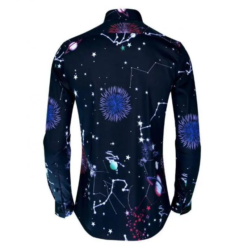 

Digital Printing Men Shirt 100% Cotton Colorized Constellation Printed Long Sleeve Man Shirts Slim Fit Mens Dress Shirt