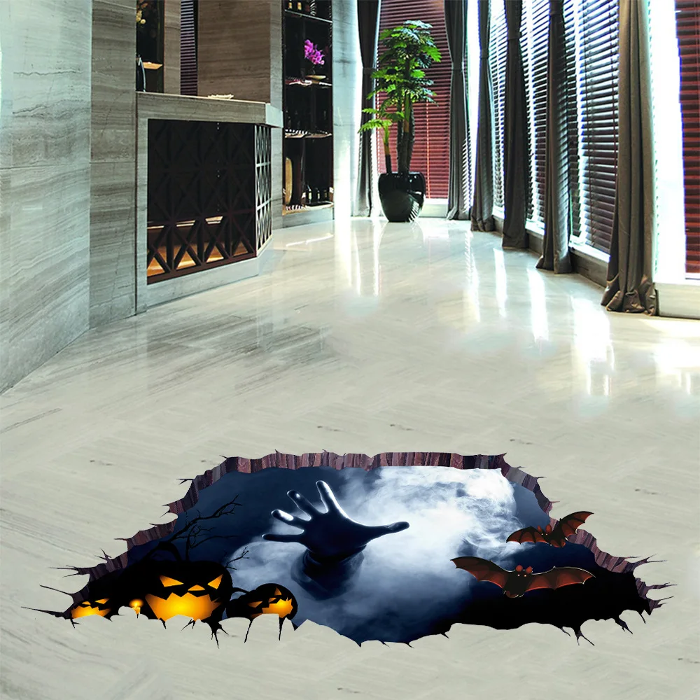 3D вид Хэллоуин Наклейка на стену пол наклейка стеклянный оконная дверь фоновое