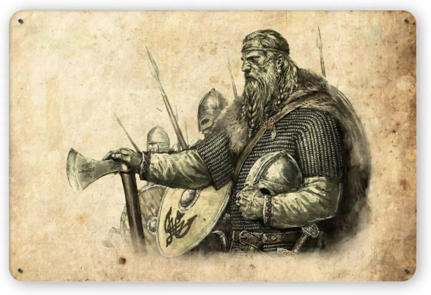 

Ovonetune Vintage Metal Tin Signs, Viking Warriors Retro Art Tin Sign Decorations Plaque fo Bars Club Cafe Home Kitchen