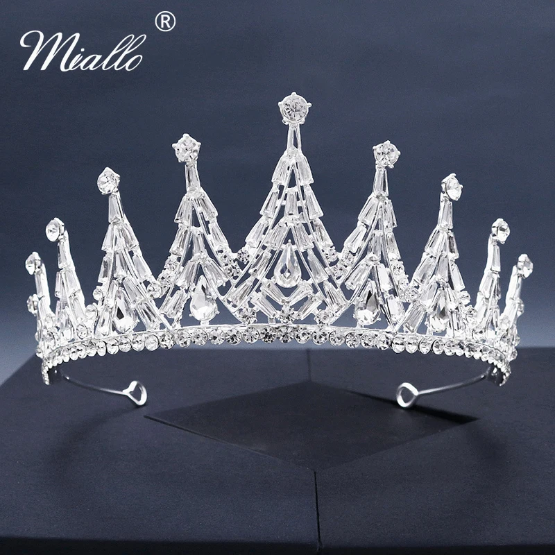 

Miallo Fashion Crystal Bridal Wedding Crown Silver Color Tiaras and Crowns Hair Jewelry for Women Accessories Bride Headpiece