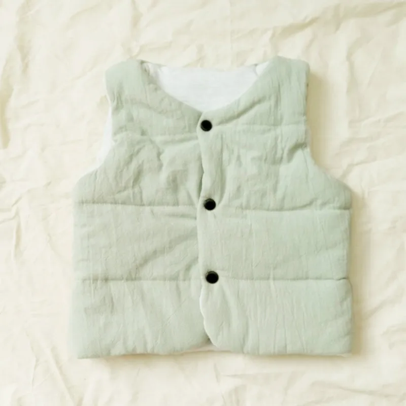 Детский хлопковый жилет 2018 новая Корейская льняная детская одежда на пуху