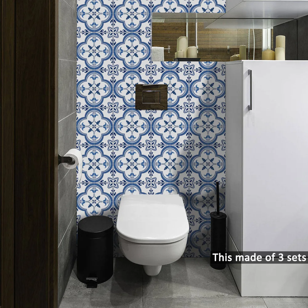 Синие наклейки на плитку для кухни ванной ПВХ самоклеящиеся стену пол сделай сам