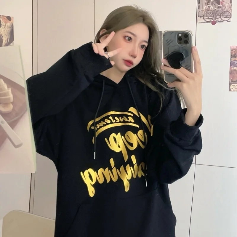 

Осенняя одежда Real Shot 2021, тонкий свитер, женский свитер с капюшоном и принтом