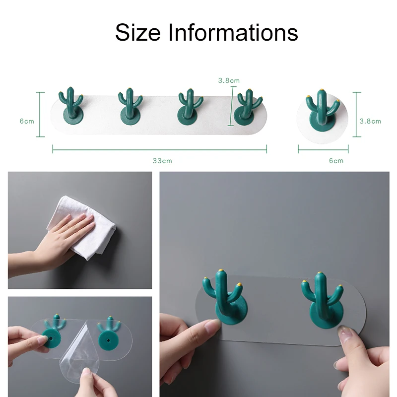 

Takulaaa Multi-functional Cactus Hooks Adhesive Sticky Mount Hanger Rack Hook Wall Door Hanger Hook for Kitchen Bathroom Bedroom