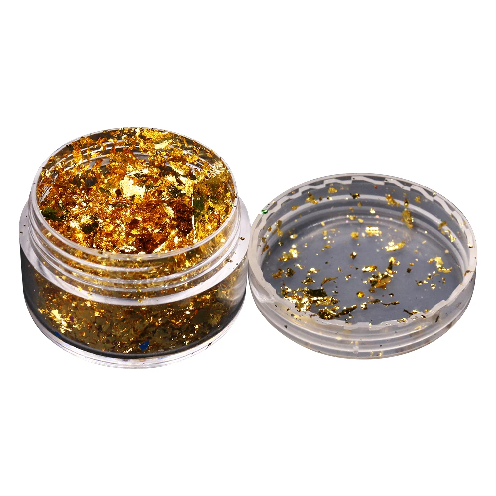 Искусственные хлопья золотых листьев для украшения ногтей живопись скользящие