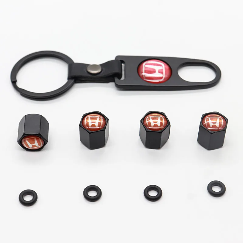 

Car parts 4 car tire valve caps car dust caps and small wrenches can be used as key rings at the same time suitable for HONDA-