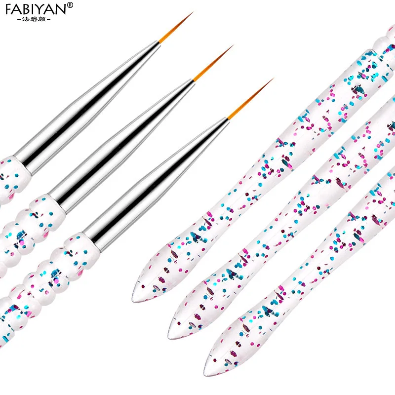 

3 шт Нейл-арт Лайнер Кисть с акриловой ручкой французский линий в полоску цветок картина для рисования 7/9/11 мм Маникюр Наборы