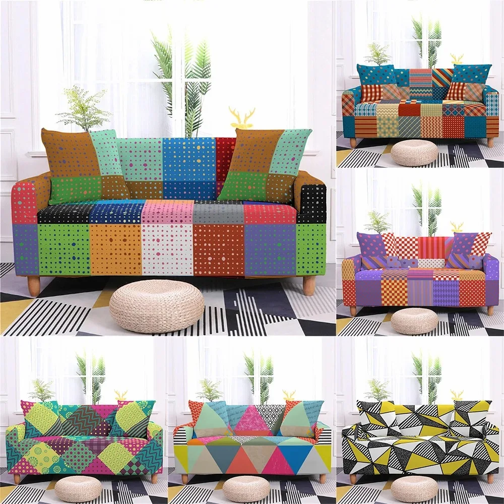 

Bohemia Style Multicolor Geometry New Design All Inclusive Elastic Sofa Cover Soft Couch Slipcovers 10 Colors 1-4 Seaters