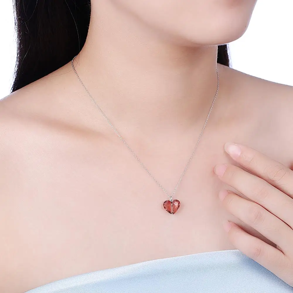 Подвеска с красным сердцем и кристаллами LEKANI от Swarovski ожерелье 925 пробы серебро