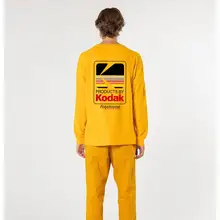 Korea Hot Brand Kodak Lette rprint T-Shirts Oversized Loose Wild Long sleeve Cotton T shirt Men Women US Size Teen couple Tee