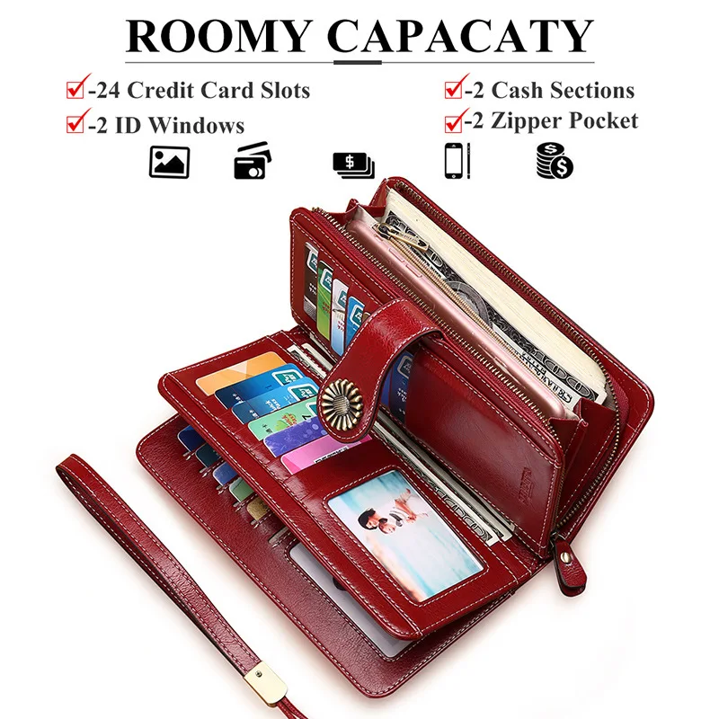 Европейские и американские кошельки Длинные молнии Кожаный Дамский бумажник