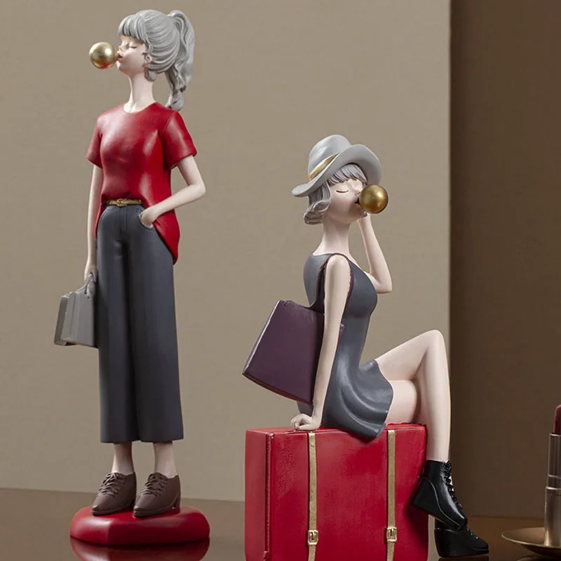 Смола пузыря девушки скульптура украшения гостиной офисный Настольный статуи