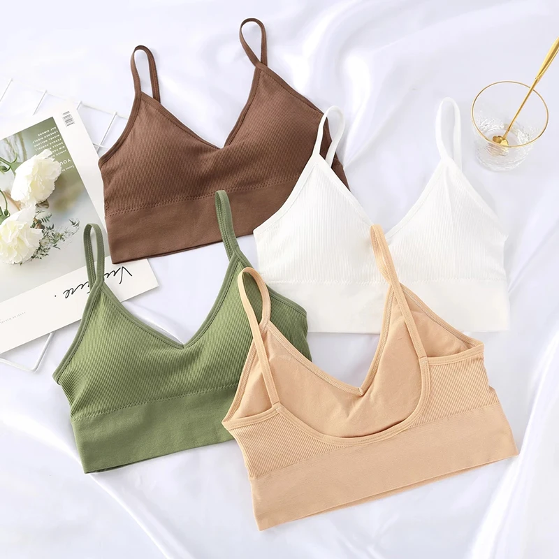 

Women's Seamless Crop Tops Home Bra Tube Top Camisole With Removable Padded Underwear Female Tank Top