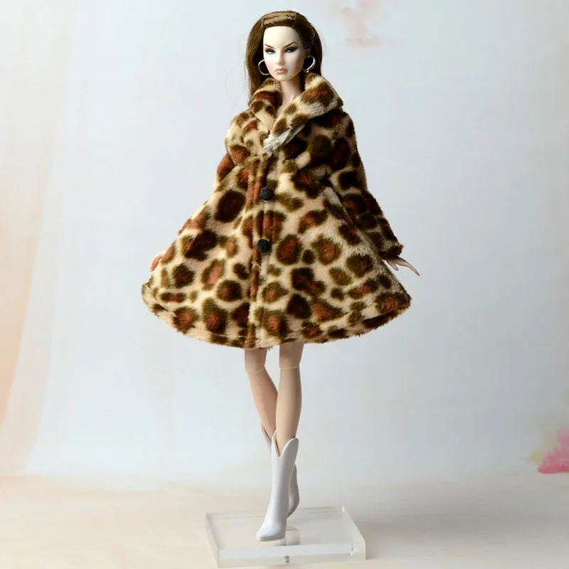 

High Quality Winter Wear Warm Fur Coat Dress Clothes For Barbie Dolls Fur Doll Clothing For 1/6 BJD Doll Accessories Kid DIY Toy