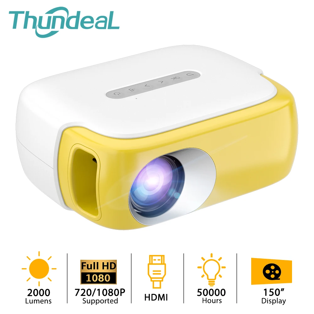 Thundeal 2000лм Мини портативный проектор TD860 PK YG300 Новогодний проеткор поддерживать