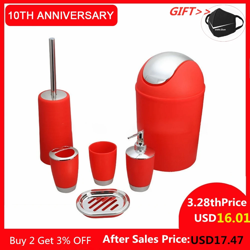 Набор аксессуаров для ванной комнаты из 6 предметов дозатор мыла набор зубных