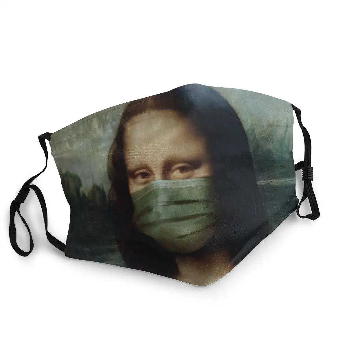 

Quarantine Mona Lisa Wearing Mask Reusable Mouth Face Mask Windproof Dust Proof Polyester Protection Cover Muffle for Adult