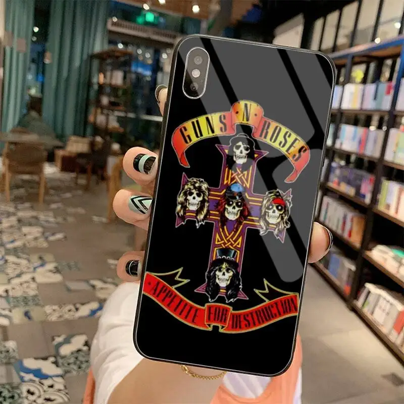HUAGETOP Guns N Roses Soft Phone Case Cover Tempered Glass For iPhone 11 Pro XR XS MAX 8 X 7 6S 6 Plus SE 2020 case | Мобильные