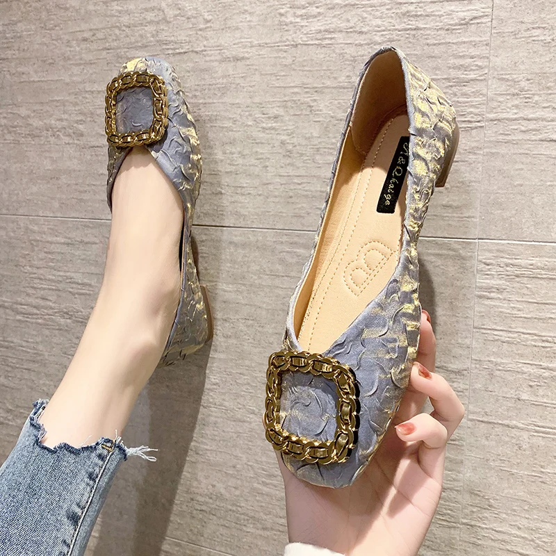 

All-Match Shoes Woman Flats Elegant Shallow Mouth Square Toe Casual Female Sneakers Modis Dress Boat Moccasin 2021 Summer Black