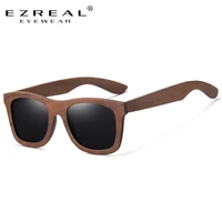 ezreal handmade 2021 black walnut wooden sunglasses men polarized driving uv400 sun glasses