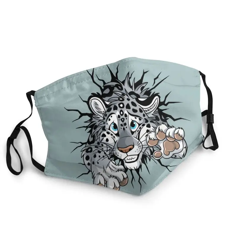 

Stuck Snow Leopard Mask Anti Haze Dustproof Breathable Cute Animal Face Mask Protection Cover Adult Respirator Mouth Muffle