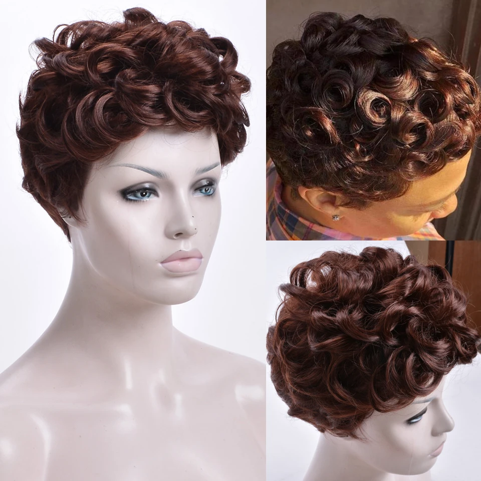 MSIWIGS женские афро короткие передние кудрявые Омбре Светлые Коричневые черные