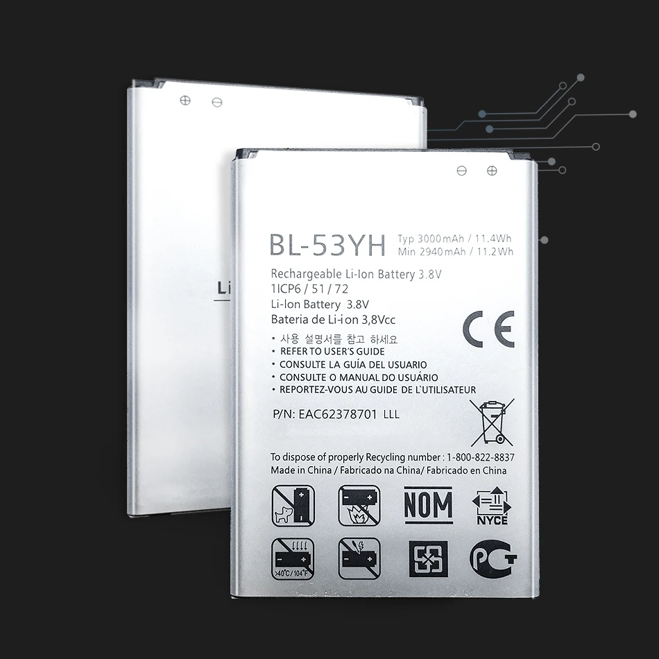 3000 мА/ч BL-53YH Замена Батарея для LG G3 F400 F400K F460 F470 D830 D850 VS985 D851 D852 D855 D857 D858 D859 LS990 |