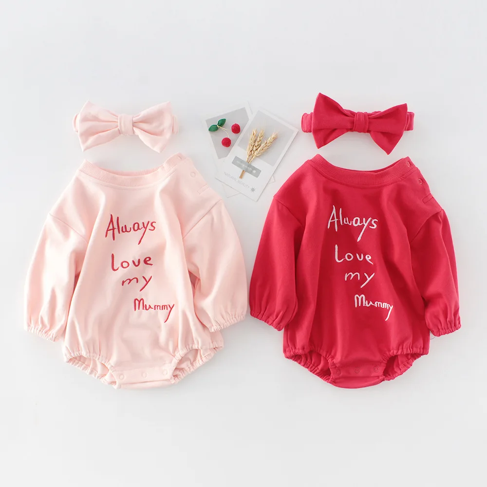 

2022 Baby Spring Autumn Clothing Newborn Infant Girls Cotton Jumpsuit Toddler Kids Long Sleeve Bodysuit Solid Outfits 3-24Month