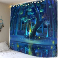 beautiful forest night couple under the big tree boho style home dormitory decoration big blanket