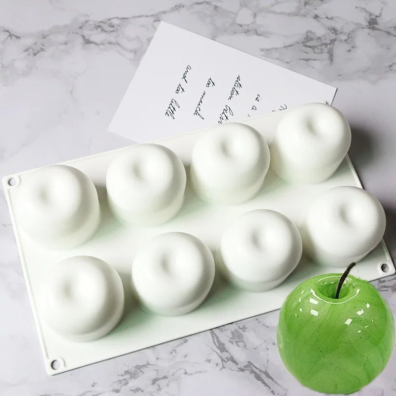 

8 Holes 3D Apple Cake Moulds Silicone Mold Mousse Art Pan for Ice Creams Chocolates Pudding Jello Pastry Dessert Baking Tools