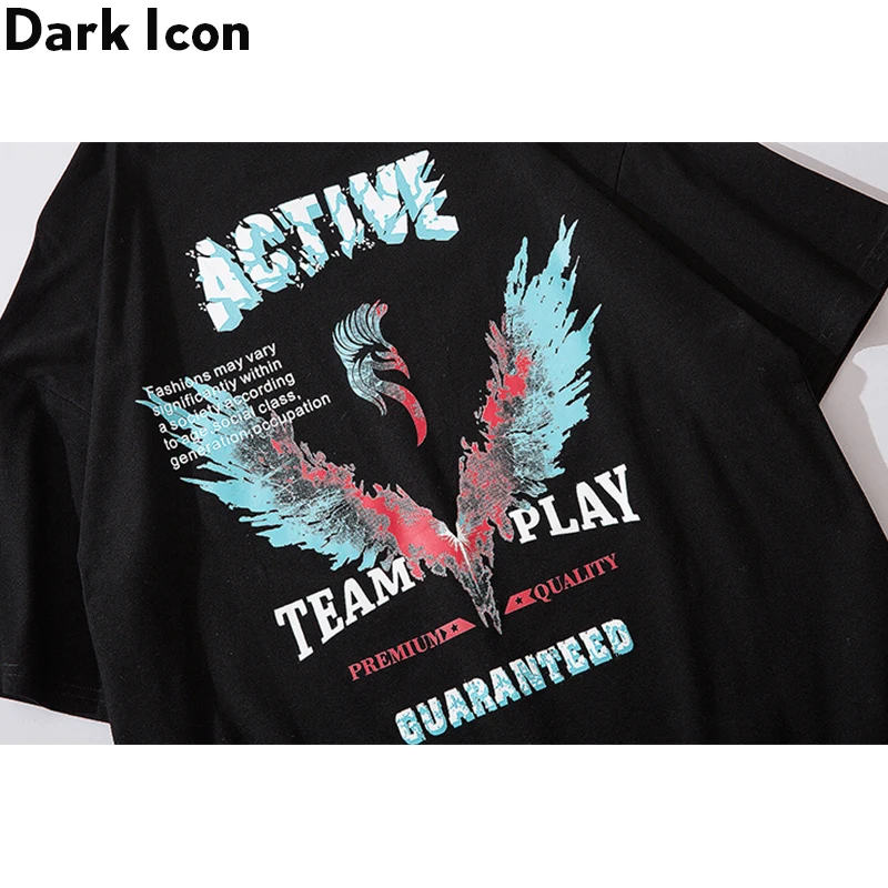 Футболка в стиле хип хоп Dark Icon хлопковая с вырезом лодочкой для мужчин и женщин на