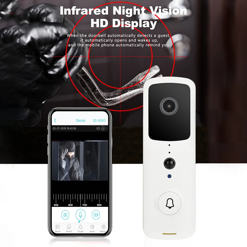 Дверной видеозвонок с инфракрасным ночным видением в режиме реального времени ABS