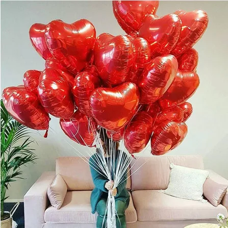 

Globo de amor de Cora dorado, plateado y rojo de 18 pulgadas, 15 unids/lote, globo de helio de Color puro para boda