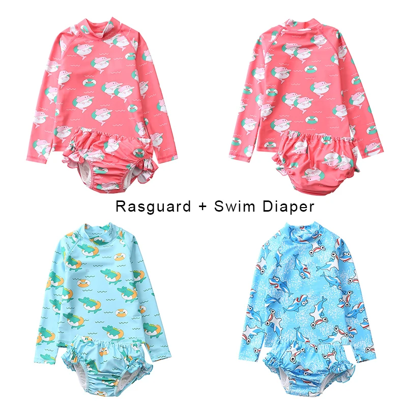 Детский купальный костюм для купания пеленки + длинный рукав Рашгард защита от