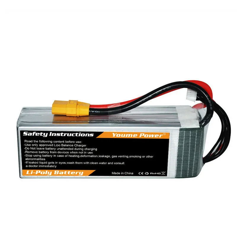 Youme 6S Lipo 22 2 в 5200 мАч аккумулятор с ру 50C Li Po батареи Deans Разъем для RC Quadrotor самолет