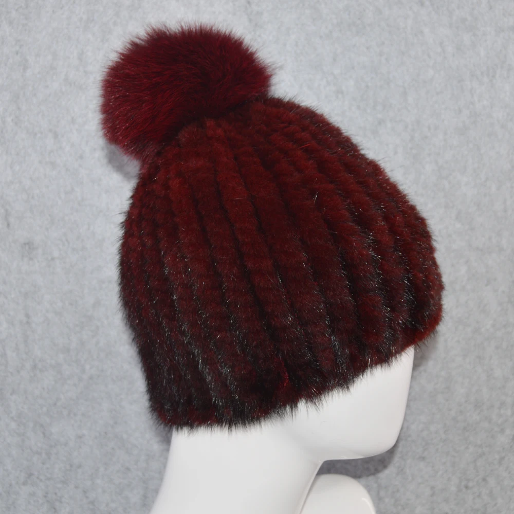 2021 повседневные зимние теплые женские вязаные шапки из натурального меха норки