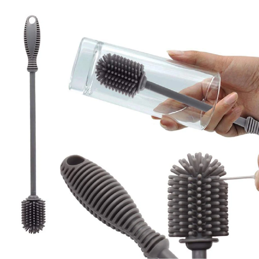 

Long Handle Round Brush Head Cleaning Brush Food-Grade Contact with Silicone Gel Silicone Bottle Brush Cleaning Brush