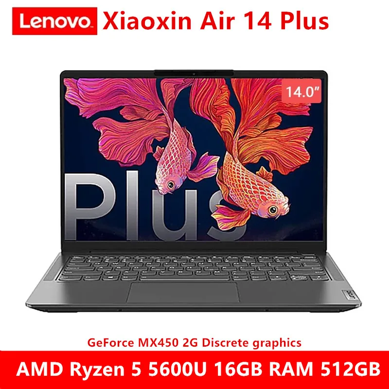 

Lenovo Xiaoxin Air 14Plus 2021 Laptop AMD Ryzen 5 5600U 16GB+512GB SSD MX450 14inch 2.2K Full Screen Ultrabook Win10 Pro English