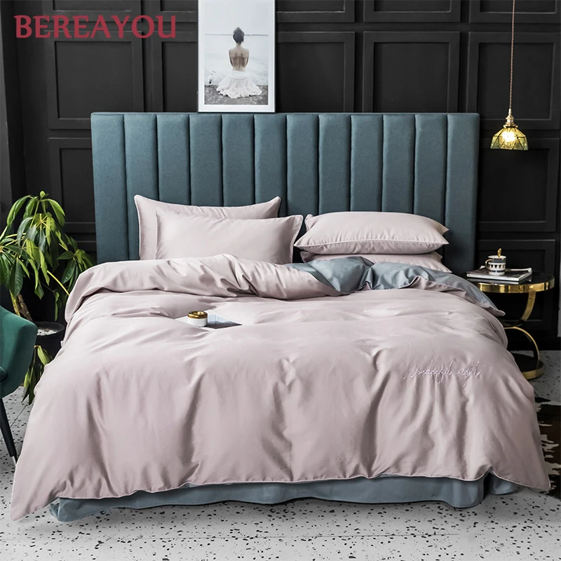 Роскошные постельные принадлежности хлопок сатин 60S домашний текстиль синий