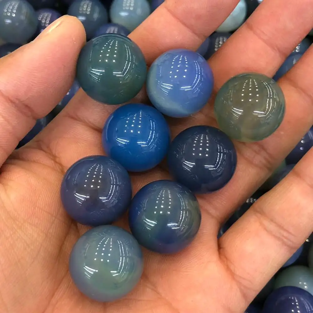

High quality natural agate crystal ball electroplated blue healing porcelain