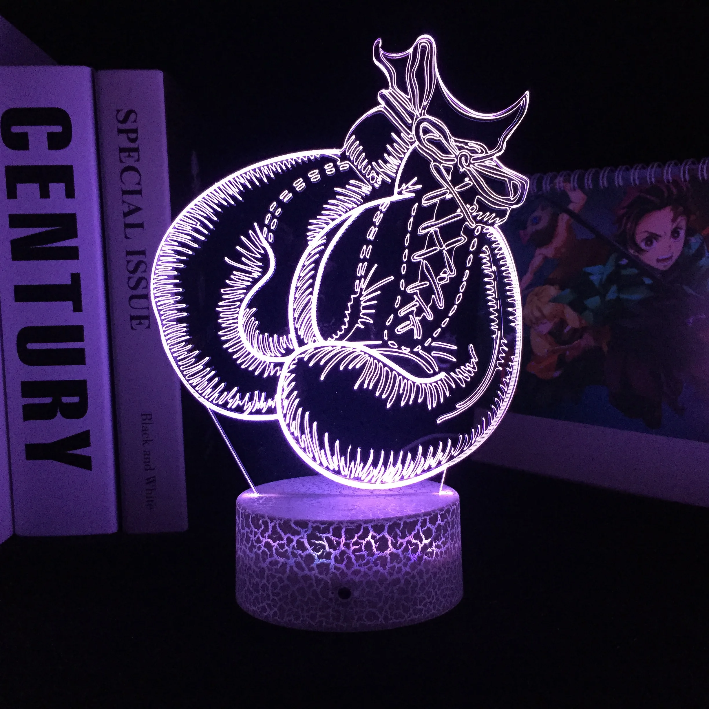 Боксерские перчатки светодиодная лампа 3D с белым треснутым основанием акриловая