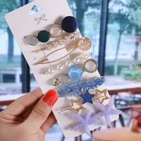 2021 pearl crystal acrylic hair clips set for women retro geometric barrettes hairpin girl hair accessories fashion jewelry gift