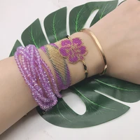 bluestar women miyuki bead bracelet purple flower pulseras mujer moda purple crystal tassel handmade jewelry