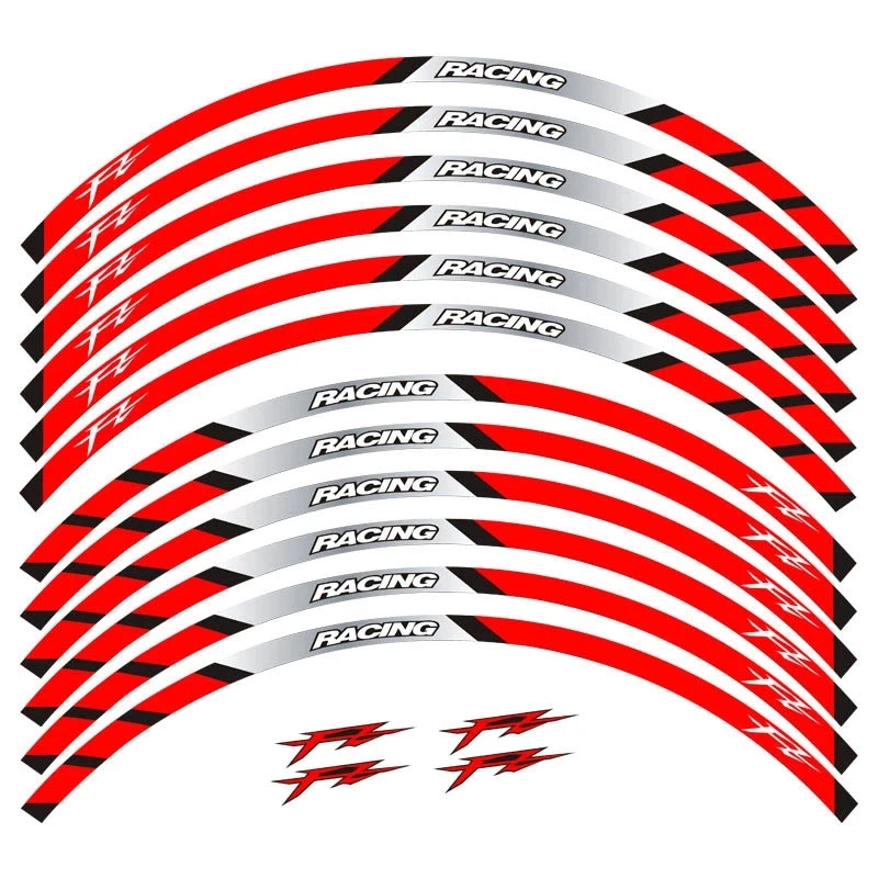 Светоотражающие наклейки с логотипом на обод мотоцикла полосатые