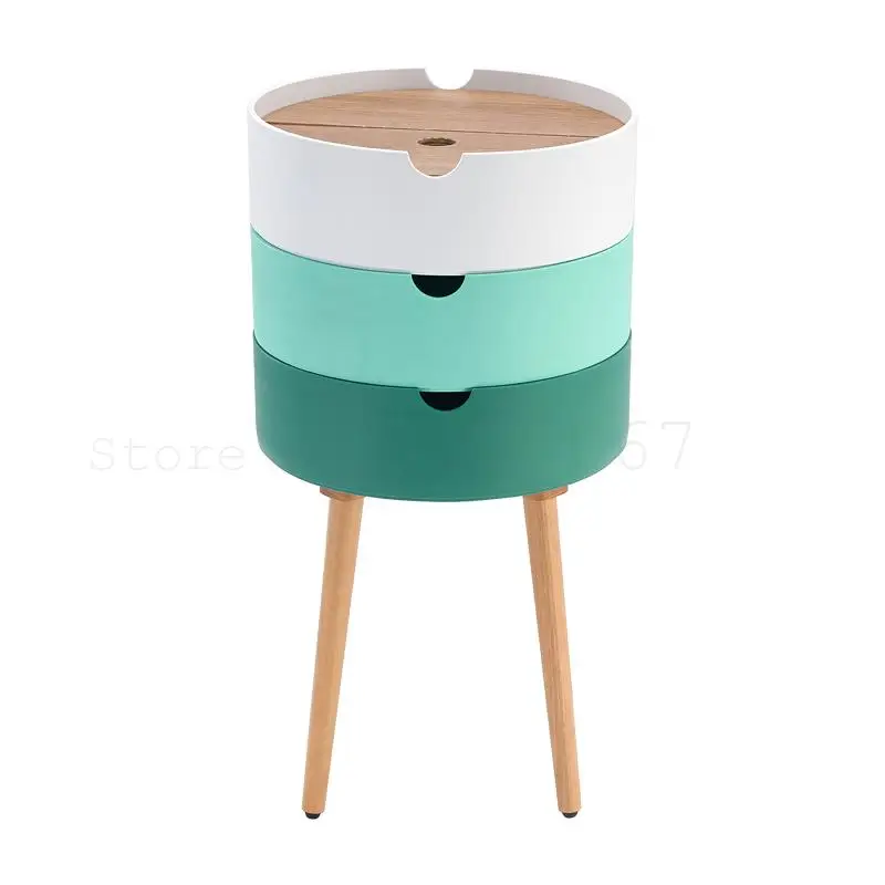 Скандинавский круглый трехэтажный прикроватный шкаф Ins простой