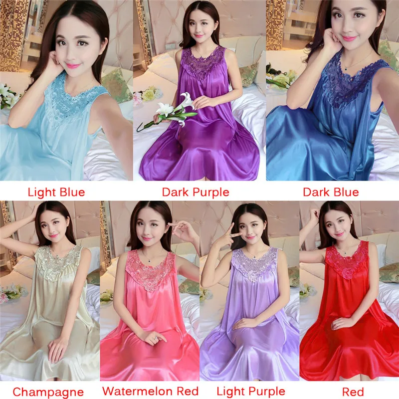 

Women Nightdress Faux Silk Underwear Dress Loose Lingerie Silk Top Bow Sexy Home Sleeps Shirts