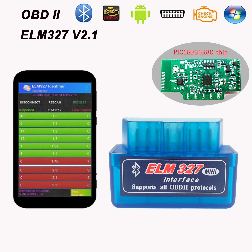 Многофункциональный сканер ELM327 OBD 2 OBDII V1.5/V2.1 для Peugeot 206/307/308/208/3008 4008/5008/207/407/508/301