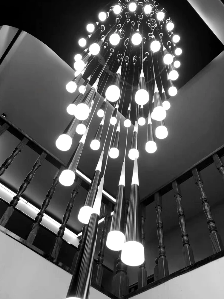 

Modern LED Chandelier Golden Cone Tube LED Light Source Device Staircase Decoration Chandelier Hotel Lobby Restaurant Chandelier