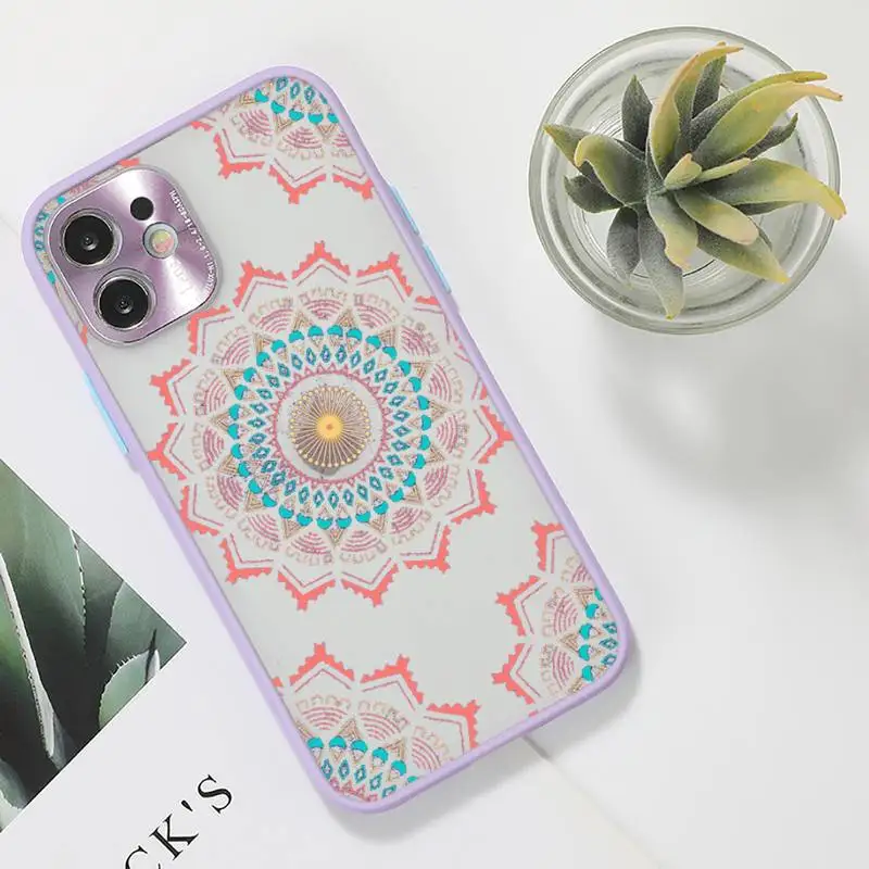 

Cute cartoon daisy flower Phone Case For iPhone 12 11 Mini Pro XR XS Max 7 8 Plus X Matte transparent Purple Back Cover